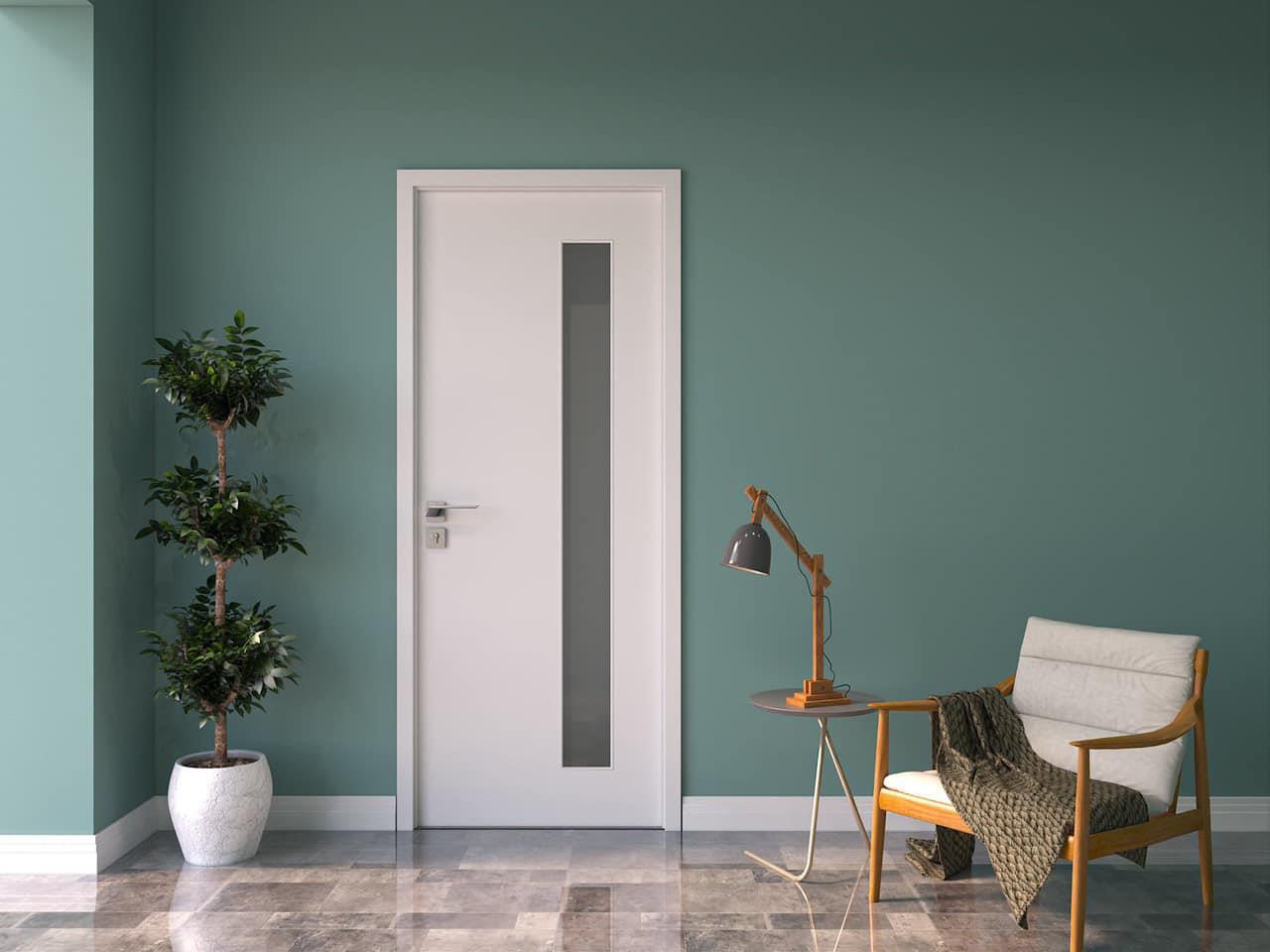 CỬA GỖ NHỰA  CÓ Ô KÍNH TRÊN CÁNH 