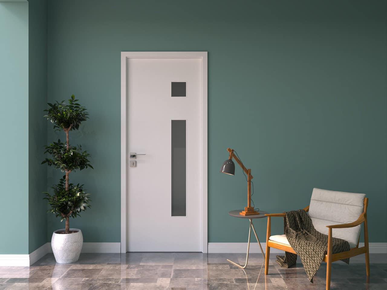 CỬA GỖ NHỰA  CÓ Ô KÍNH TRÊN CÁNH